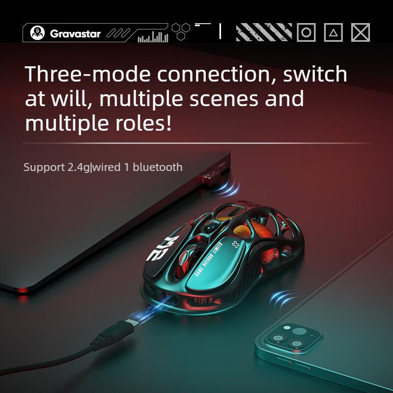 GravaStar Mercury M2 Pro Classic Black M1 Wireless Gaming Mouse Bluetooth Lightweight magnesium alloy Gamer Mouse