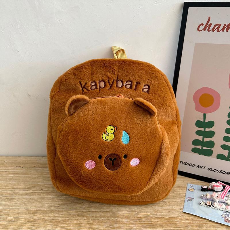 1Pc  Style Kapibala Doll Plush Backpacks Large Capacity Cartoon Capybara Backpack Plush Women Bag Gift For Kids
