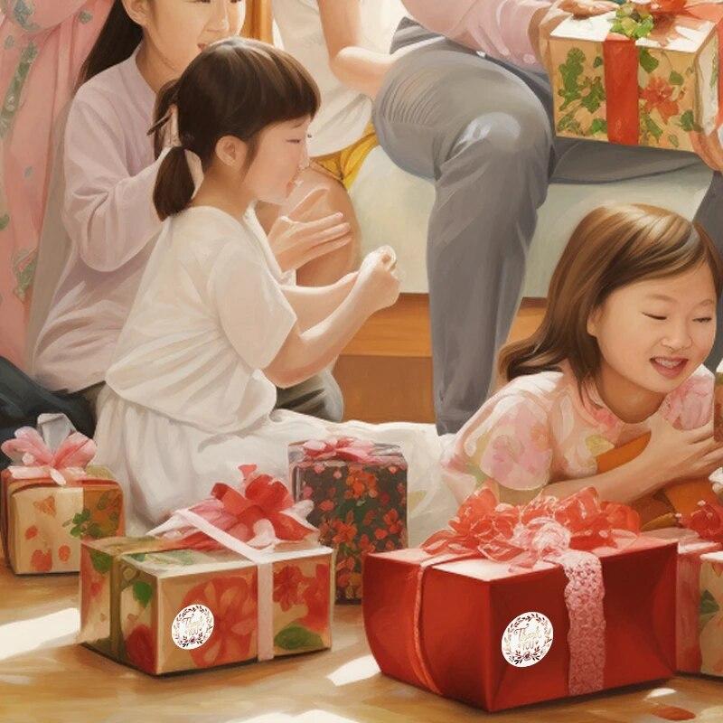 500 шт. Наклеек с благодарностью, наклейки с цветочным узором и монограммой, наклейки для подарков на День благодарения, этикетки-наклейки
