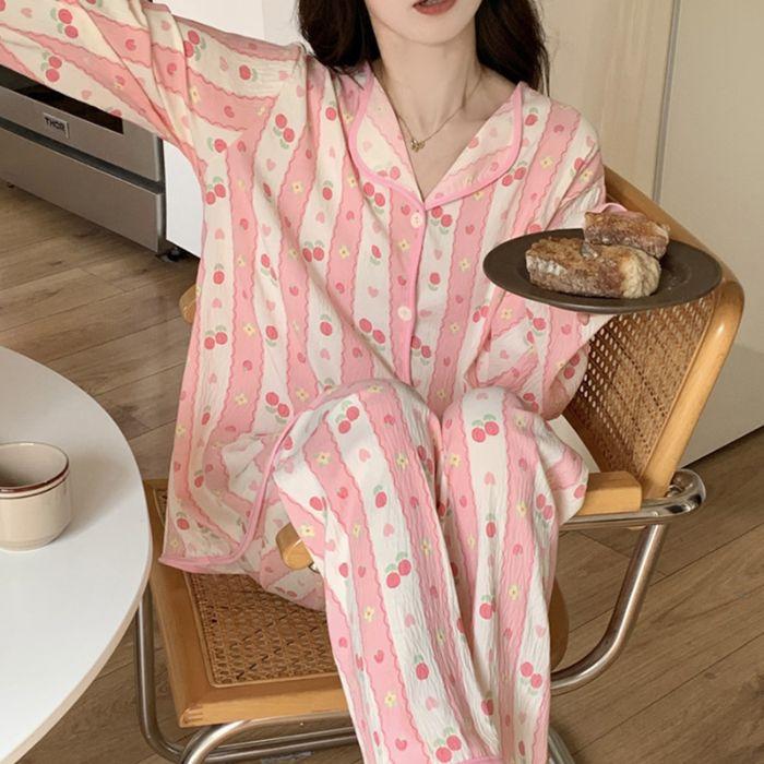 Весна и осень, новый женский пижамный домашний костюм для девочек, осенне-зимний хлопковый кардиган с облаками, милый домашний костюм с героями мультфильмов