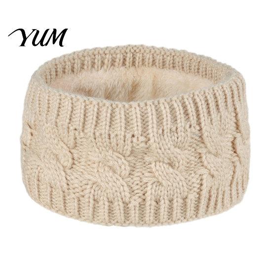 Knitted Headband with Fleece Lining Winter for Women, Soft Lined Thermal Hair Ear Warmers Women Band, Thickened Plush Warmer Cold Weather Outdoor