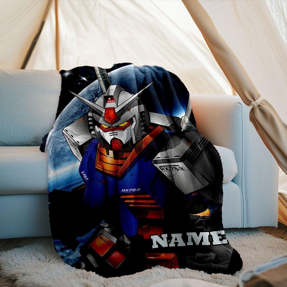 Gundam Outdoor Customize Your Name Blanket Soft Lightweight And Versatile For All Seasons Perfect For Travel Camping Picnic Sofa Office Bed Living