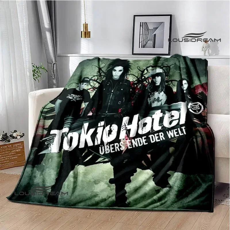 Плед с принтом рок-группы Tokio Hotel Плед для пикника Фланец Теплый плед Домашние и дорожные пледы Постельные принадлежности Подарок на день рождения