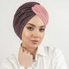 Омбре Градиент Повязка на Лоб Крест Тюрбан Шапка для Женщин Легкая Эластичная Повязка на Голову с Внутренней Хиджаб Шапкой Повседневная Носка Пациенты на Химиотерапии