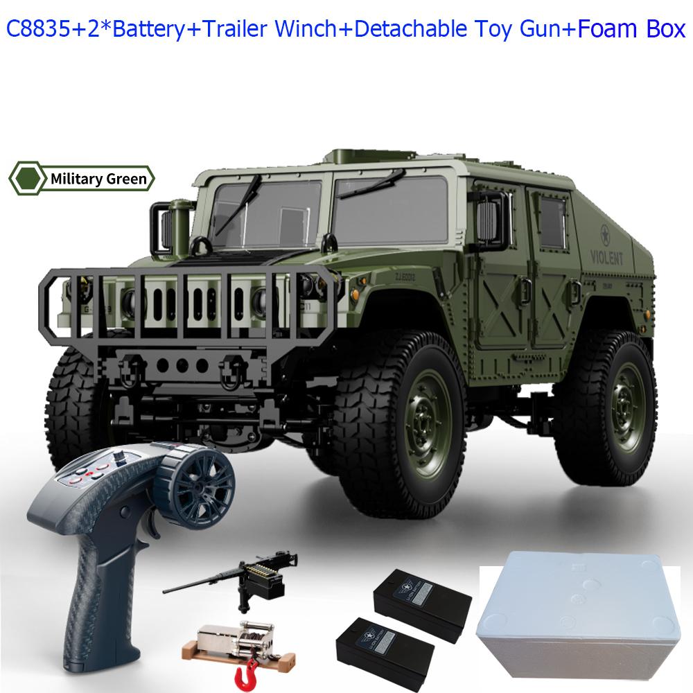 ABAH1 C8835 1:14 RC Car 2.4G Remote Control Car 4WD Off-road Climbing Simulation All-terrain RC Crawler Military Jeep JJRC RC Toys