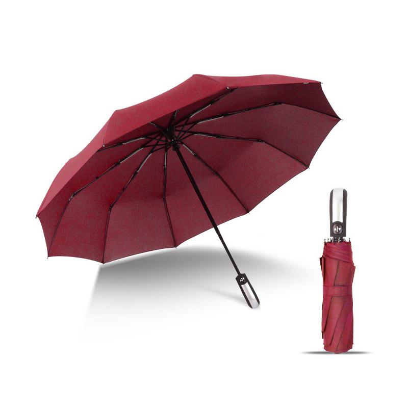 Automatic Umbrella Easy Carry for Men and Women, Windproof Anti-UV 10Ribs, 3 Folding, Wind Resistant, Auto, Luxury, Big