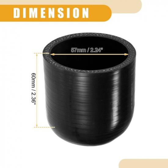 SINGLE Silicone Hose Cap Kit Universal 57mm 2.24" ID Silicone Black
