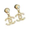 Chanel [24A Новый продукт] Металлические серьги с инкрустацией Double C Женские Золотые