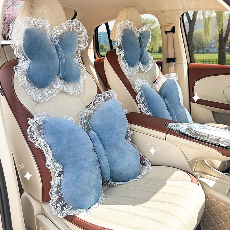Car headrest waist rest creative bow car pillow neck pillow new car cushion