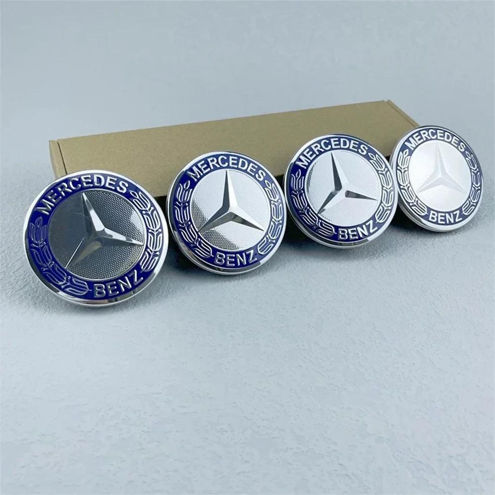 XAXZU1 C200 E200 New For Mercedes Benz 4PCS 75MM Blue wheel Hub Cap Emblem badge for Mercedes Benz C180 C200 E200 E260 E300 ML350 A1714