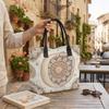  Boho Mandala Moon Printed Canvas Tote Bag Casual Large Capacity Daily Shoulder Handbag