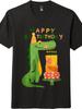 Cute Crocodile Birthday-Themed Tee|Creative Short-Sleeve Top with Colorful Cake