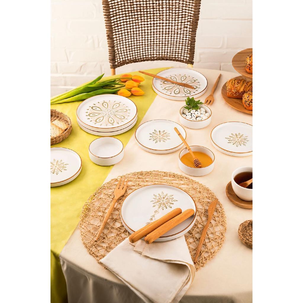 Lux Ceramic Azalea 14 Piece Round Breakfast Set For 6 Persons