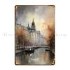 Парижская романтика на Сене Акварельная живопись Металлические знаки Гаражный дизайн Клуб Гаражное украшение Пользовательская жестяная вывеска Постер