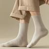 Мужские однотонные носки средней длины, осенние и зимние дышащие носки, дезодорирующие и впитывающие пот спортивные носки