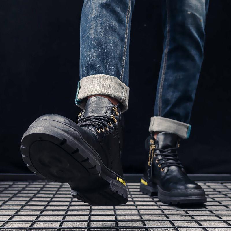 Модные зимние ботильоны мужские повседневные туфли на открытом воздухе осенние кожаные водонепроницаемые рабочие инструменты мужские ботинки теплые ботинки