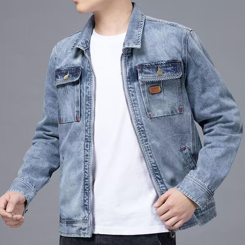 Осенняя повседневная джинсовая куртка большого размера с множеством карманов