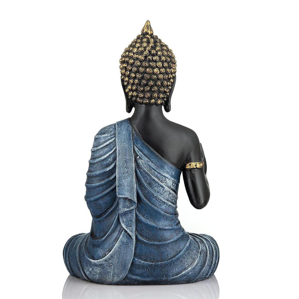 Последняя статуя сидящего Будды, экспонат, идол, предметы домашнего декора для гостиной и подарки (Голубовато-черный)