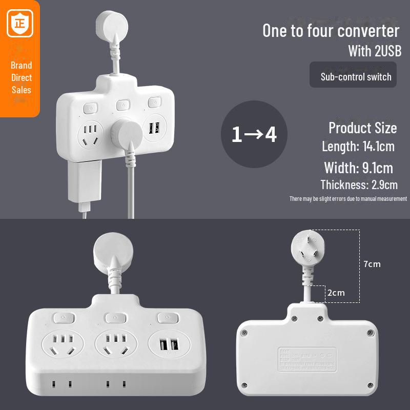 Удлинитель Smart USB с несколькими розетками, выключателем и многофункциональным расширением