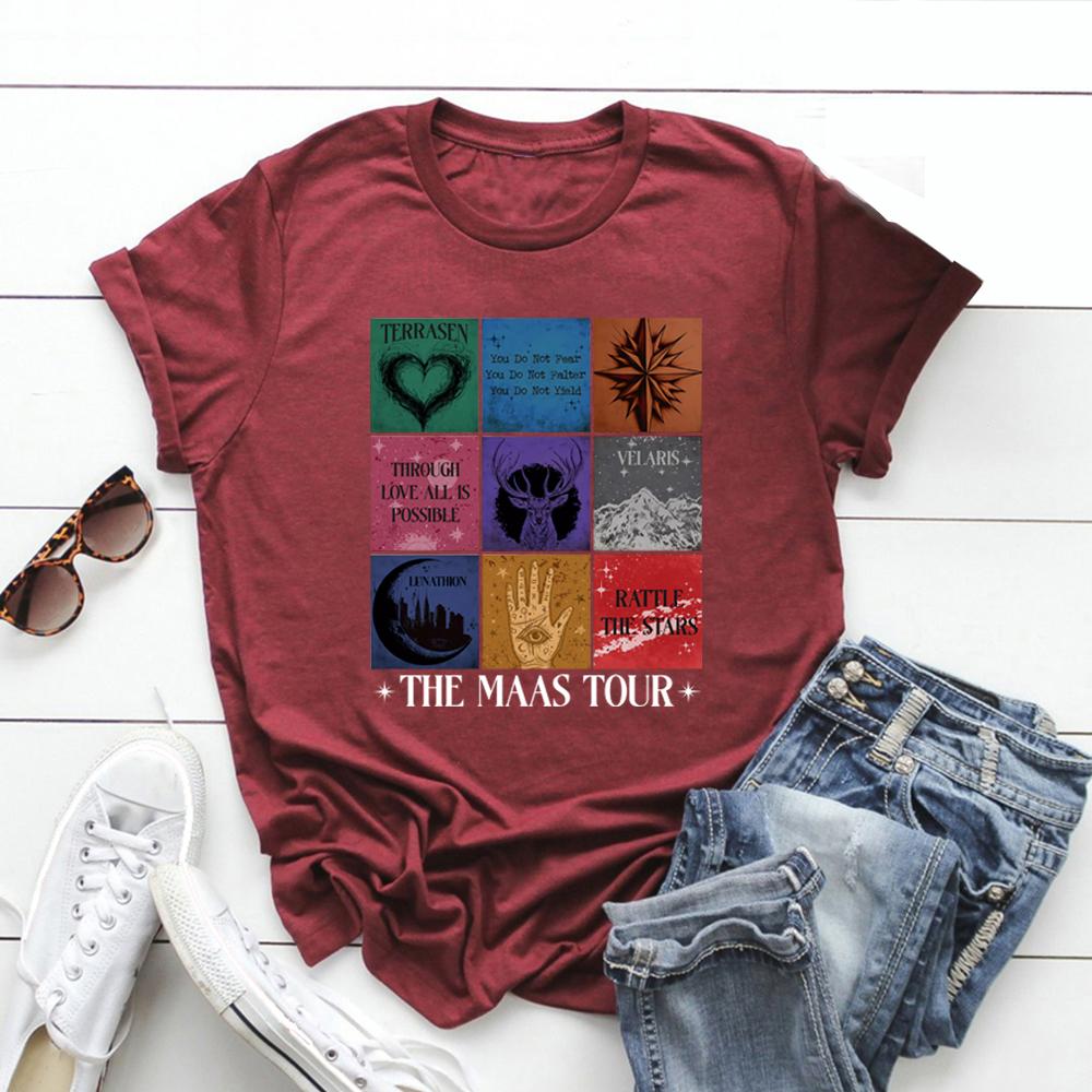 Футболка Sarah J Maas Eras Tour Футболка Maas Tour Футболка Crescent City Женская футболка с графикой Throne of Glass Merch Подарок фанатам SJM
