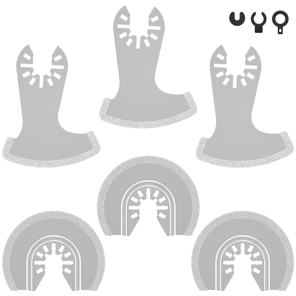 8 шт. Многофункциональные лезвия Осциллирующие пильные полотна из цементированного карбида Профессиональное треугольное пильное полотно для резки керамической плитки и мрамора