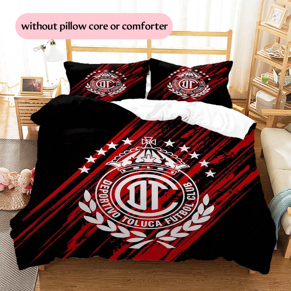 Club Deportivo Toluca Football Club Pattern Bedding Quilt Set Home Decoration Gift (1 * duvet cover + 2 * pillowcase without core)