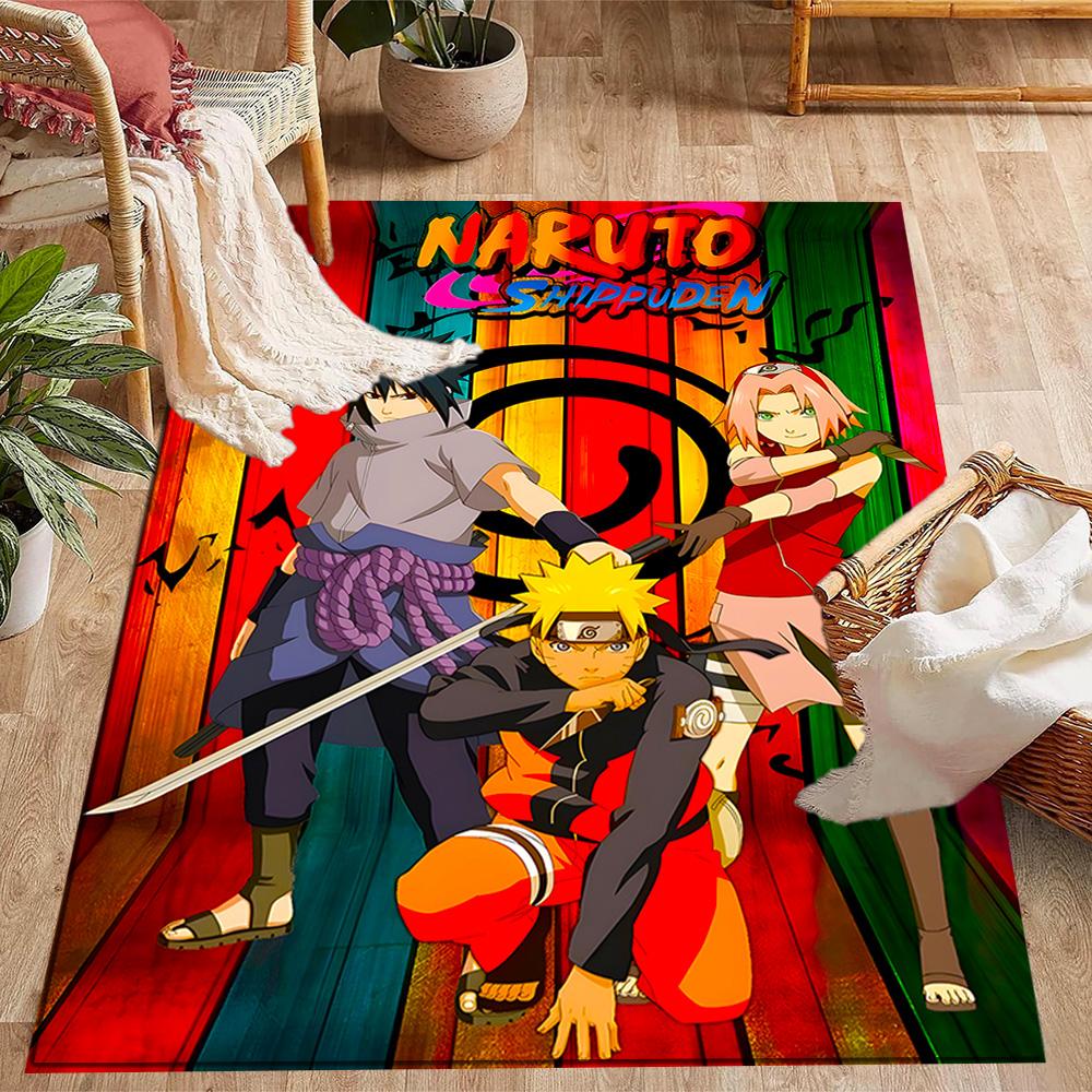 Naruto: Team Bonding Adventure Themed Anti-Slip Rugs - Polyester Home Decor, Suitable for Bedrooms, Living Rooms, Doorways, Studios, and Decorations