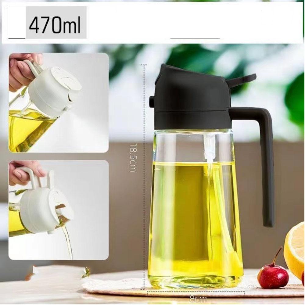 Oil Sprayer for Cooking 2 in 1 Spray  Pour Olive Oil Dispenser 470ml Glass Spray Oil Bottle Kitchen Gadgets