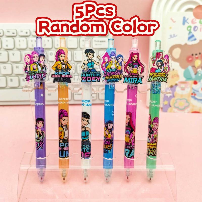 5 шт. K-pop Охотники на демонов Гелевые ручки Пишущие гладко ручки Быстросохнущие нейтральные ручки Офисные принадлежности Студенческая канцелярия Подарки