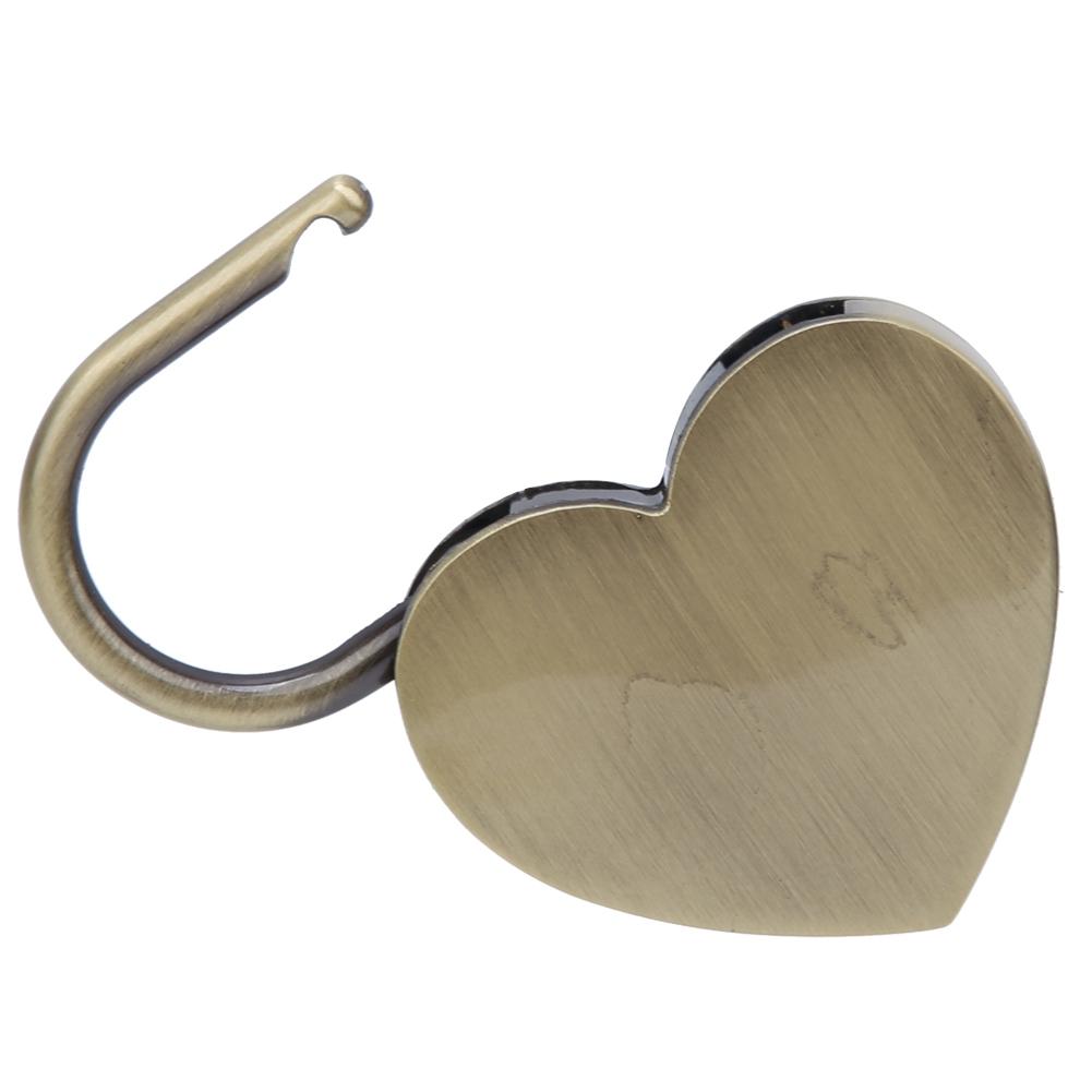 1 Set Heart Lock Metal Vintage Padlock Household Craft Supplies with Key 45x59mmAncient Gold