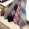 Men'S And Women'S Japanese Retro British 6Cm Narrow Tie Coffee Color Gray Blue Casual Grid, Get Married At Work