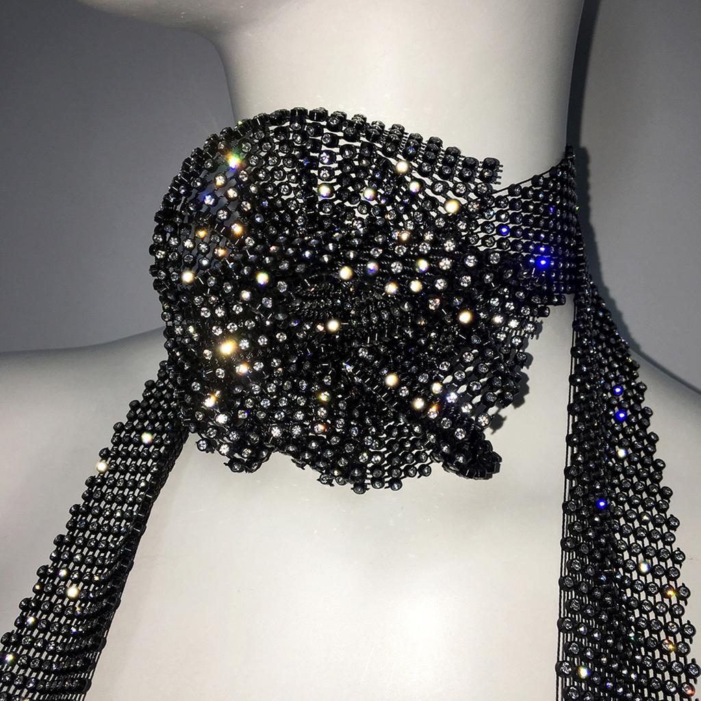 Женский Глиттер Блеск Стразы Пайетки Галстук-шарф для шеи Вечеринка Вечерний Длинный Тонкий Узкий Галстук Шали Косынка