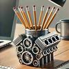 V8 Car Engine Pen Holder Resin Auto Engine Stationery Pencil Organizer Container Decoration Home Office Desktop Ornament