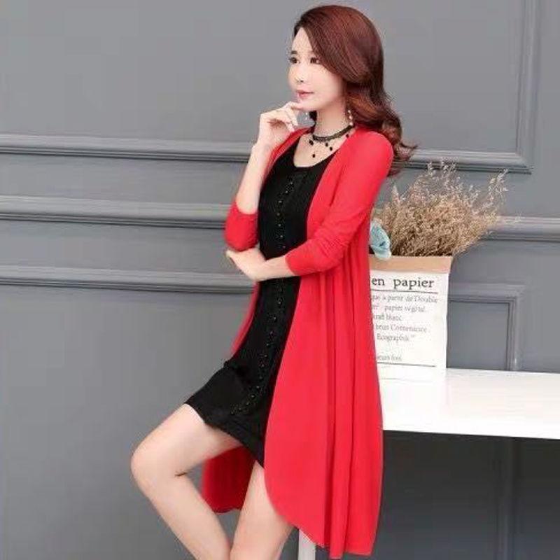 Women's Shawl Mid-length Loose Coat Sun Protection Clothing Women's Loose Thin Large Size Shawl Casual Loose Coat