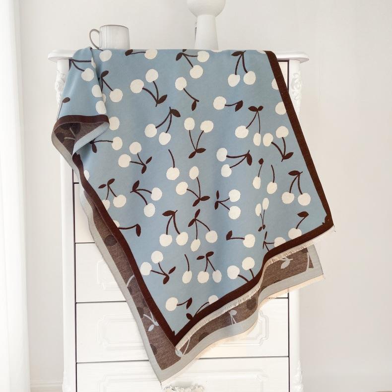 2024 Autumn/Winter New Color Blocked Imitation Cashmere Women'S Tassel Shawl Thickened Warm Double Sided Jacquard Wool Scarf