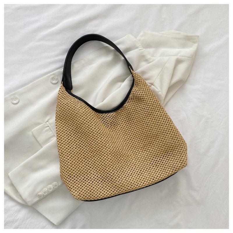 Women Fashion Woven Straw Small Shoulder Bag For Summer Beach Travel
