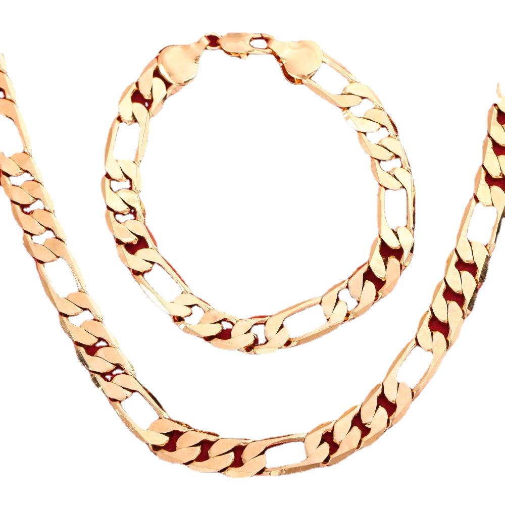 Браслеты-цепочки из стерлингового серебра 925 пробы, золото 18 карат, ширина 8 мм, шейное ожерелье для женщин и мужчин, модные свадебные комплекты ювелирных изделий в стиле панк