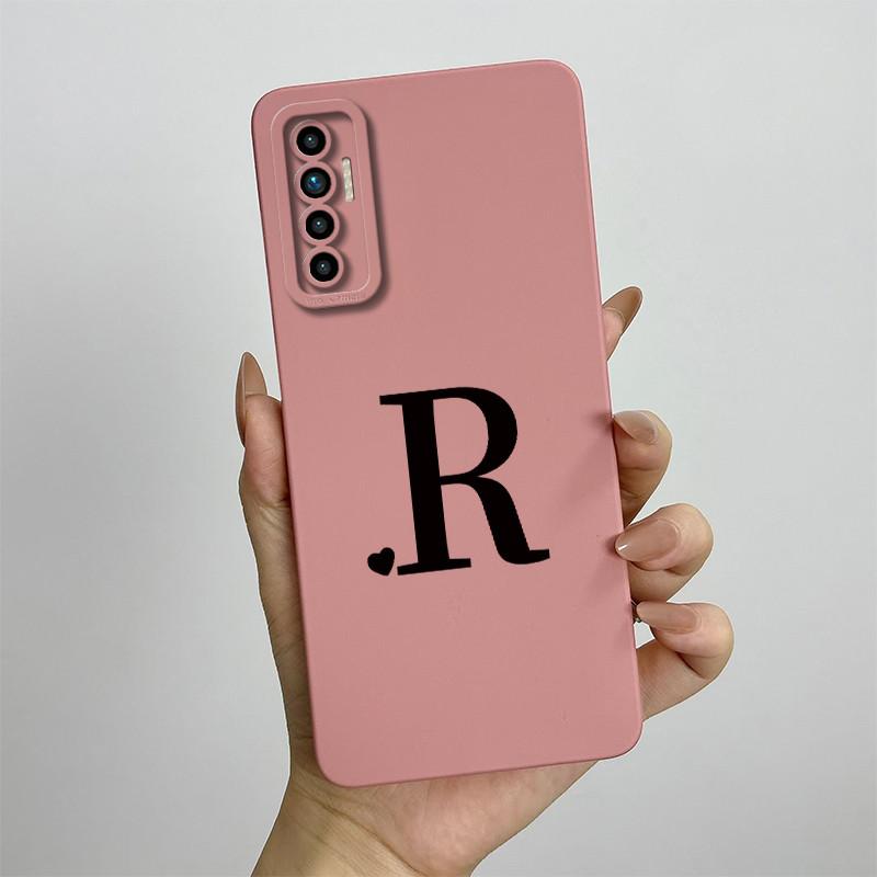 For Tecno Camon 17P 6GB 128GB Case 6.8 Inch Cute Initial Letters Soft Liquid Silicone Shockproof Funda For Tecno Camon 17P Cover