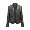 Women Fashion Lace-up Leather Jacket Slim Fit Spring Autumn Motorcycle Jacket Zipper Jacket