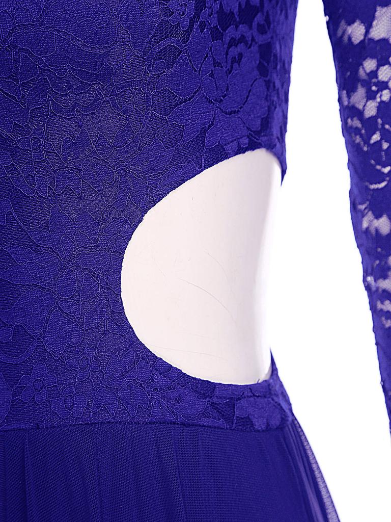 Женское платье для лирического танца с лоскутным цветочным кружевом, длинный рукав, вырезы по бокам талии, спина открыта, струящаяся сетка, платье для выступлений