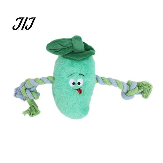 Plush Vegetable Toy Stuffed Dog Toy, Interactive Squeaky Chew Carrot Eggplant Aggressive Chewer Green Pepper with Rope Arm for Tug-of-war, Small