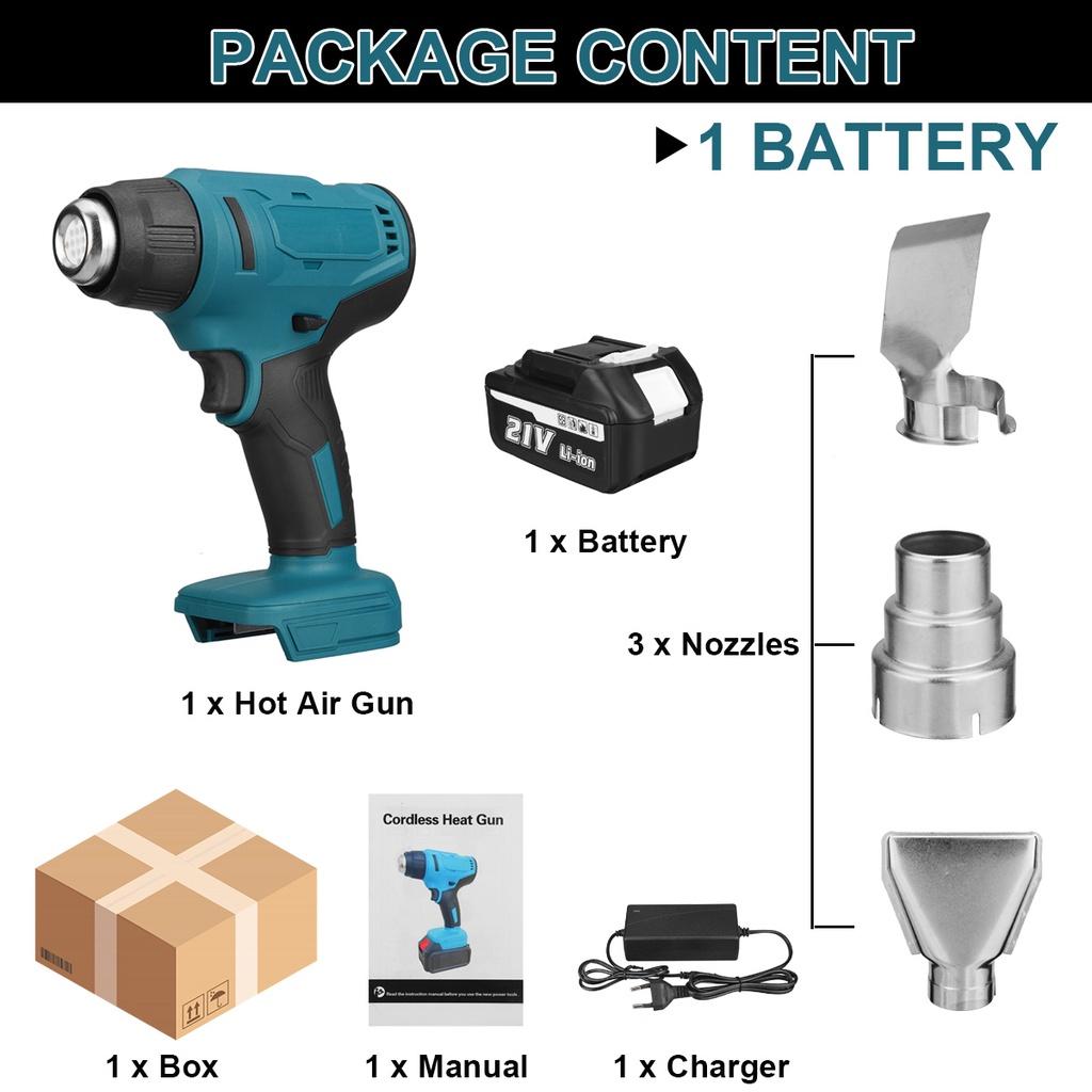 1000W 550L/min Cordless Power Tool Heat Guns Electric Hot Air Guns Dryer for Soldering Shrink Wrapping Tools For 18V Battery