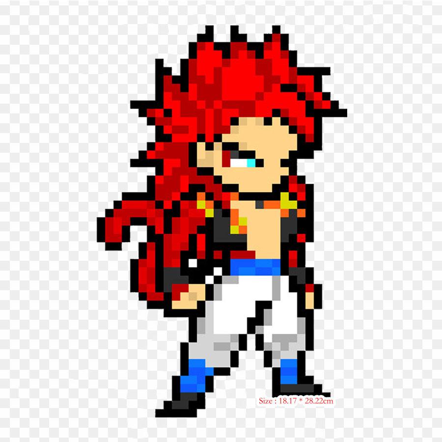 Patches For Clothes Bag Iron On Thermal Stickers Pixel Art Dragon Ball Super Goku Gohan Pattern Washable Heat Transfer