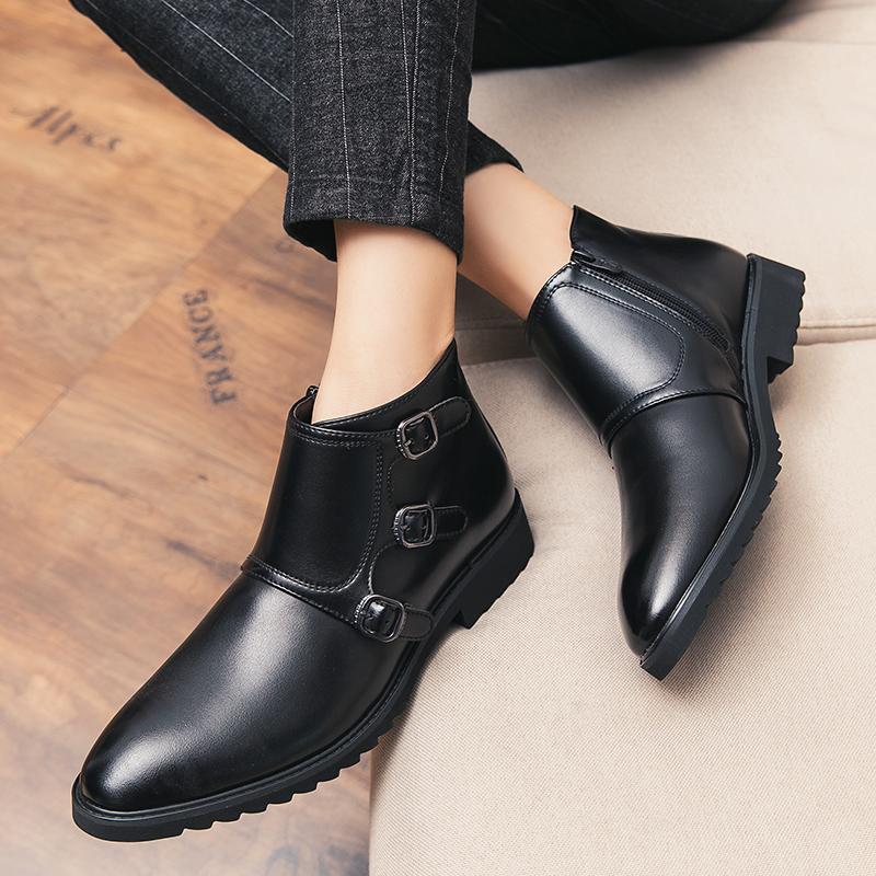 Designer Dress Office Men's Casual Shoes Business Winter Platform Formal Leather Boots Fashion Luxury Chelsea Couple Ankle Boot
