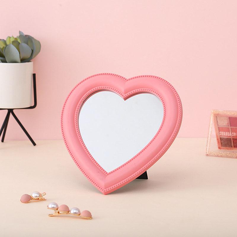 Web Celebrity Cosmetic Mirror Mini Heart Student Dormitory Girl Mirror Portable