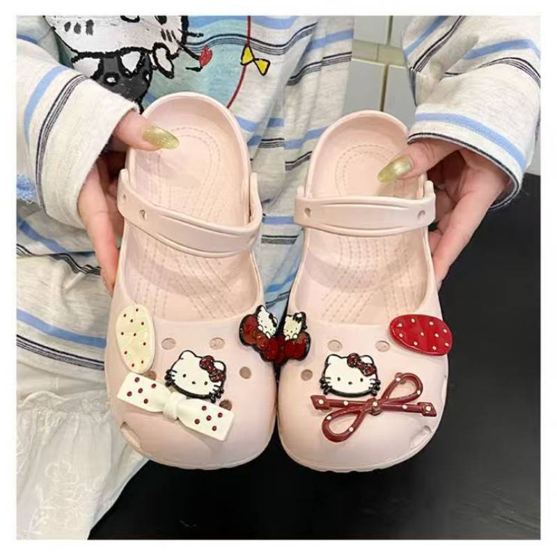 Hello Kitty Bubble Toe Post Sandals For Women Summer Breathable Waterproof Slipon Footwear
