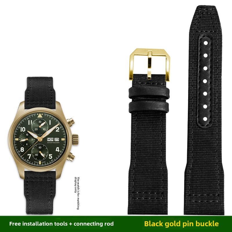 Для IWC Pilot Нейлоновый ремешок из натуральной кожи для часов IWC Mark 18 Balack Aces Portuguese оригинальный плетеный холщовый ремешок Браслет
