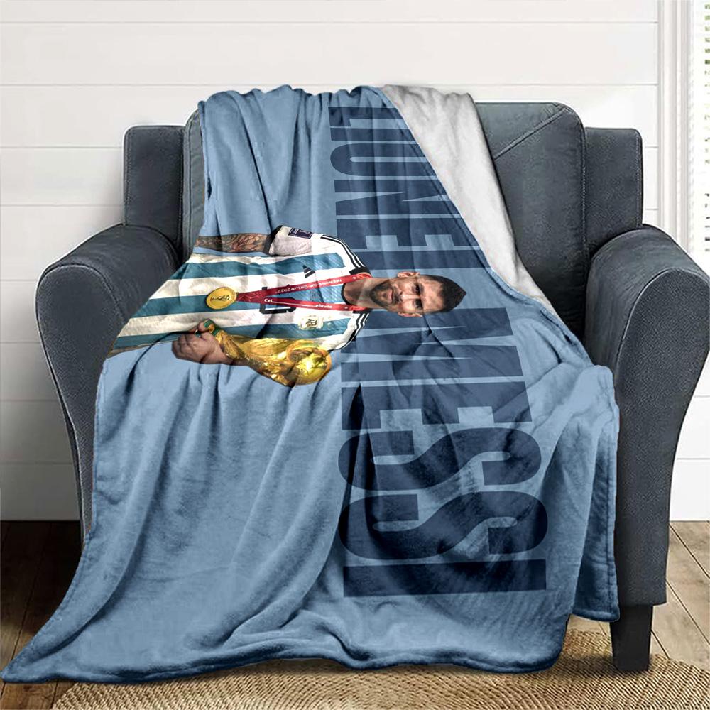 Football Messi Blanket Comfortable Great for Chair Sofa Livingroom Four Seasons Multipurpose Modern Unique Gift for Family and Friends Camping