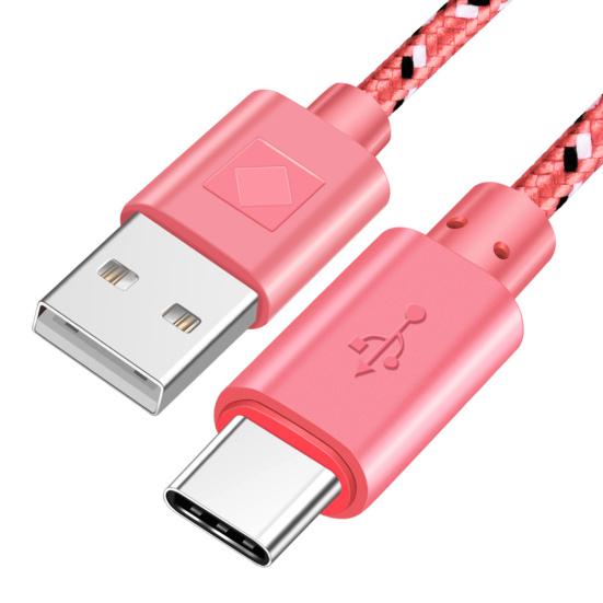 1М/2М Быстрый плетеный кабель Type-C USB для зарядки и передачи данных, многоцветный
