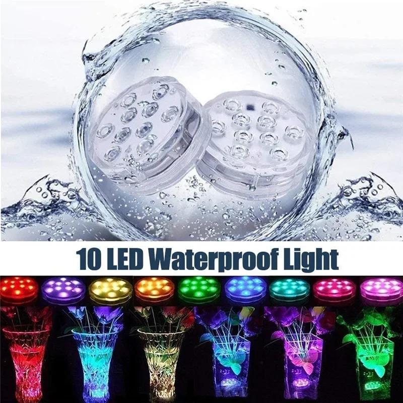 10 светодиодов RGB светодиодный подводный светильник подводный ночник на батарейках садовый бассейн светильник для свадебной вечеринки ваза чаша